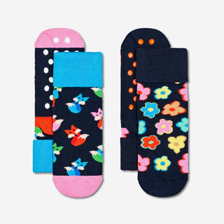 Kids Fox & Flower Anti-Slip Socken 2-Pack