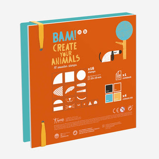 Bam! Create Your Animals - Set mit 16 Holzstempeln