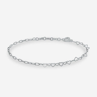 Just Hearts Armband - Silber 925 weiss rhodiniert