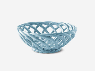 Sicilia Ceramic Basket Small Light Blue