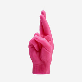 Fingers Crossed Pink CandleHand Kerze