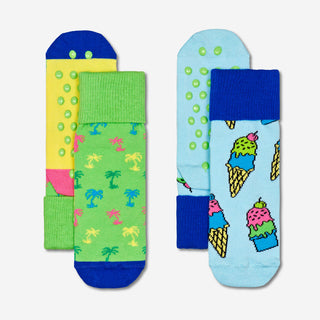 Kids Palmtree Anti-Slip Socks 2-Pack