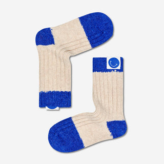 Kids Heavy Knit Blocked Socks - Blue