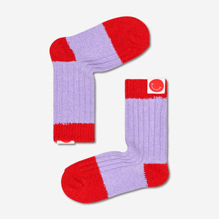 Kids Heavy Knit Blocked Socks - Lilac