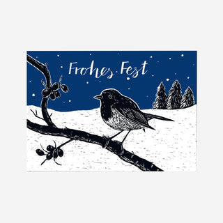 Rotkehlchen Frohes Fest Weihnachtstkarte
