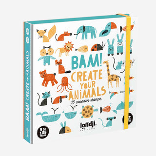 Bam! Create Your Animals - Set of 16 wooden stamps