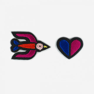 Patches Swallow & Heart – Bügelaufnäher