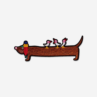 Patch Dachshund &amp; Sparrows - Iron-on patch