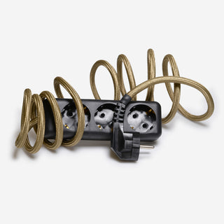 Multiple plug with textile cable – Antique Bronze