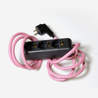Multiple plug with textile cable – Sea Pink