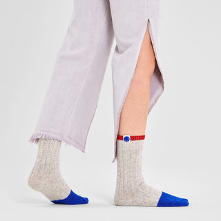 Heavy Knit Blocked Socks - Blue