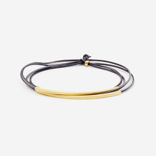 Bracelet leather tube Tingval gold plated midnight blue