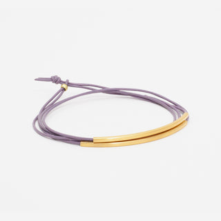 Bracelet Leather Tube Tingval Gold Plated Lavender