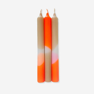 Dip Dye Neon Papaya Sand – Set of 3 candles