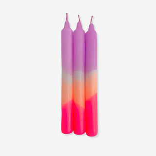 Dip Dye Neon Plum Mousse  – Set mit 3 Kerzen