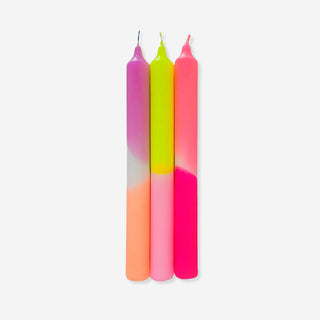 Dip Dye Neon Summer Breeze – Set mit 3 Kerzen