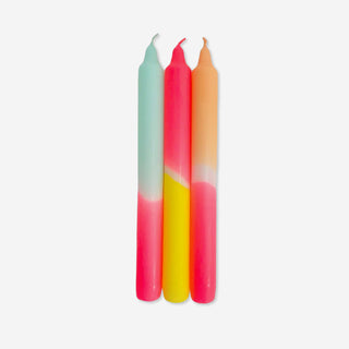 Dip Dye Neon Sunshine Club – Set mit 3 Kerzen
