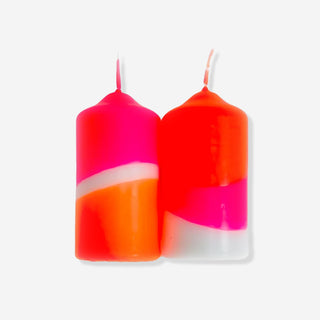 Dip Dye Neon Fairy Tale – Set mit 2 Stumpenkerzen