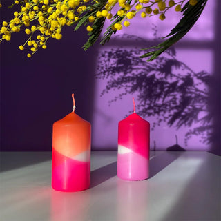 Dip Dye Neon Heat Waves – Set of 2 Pillar Candles