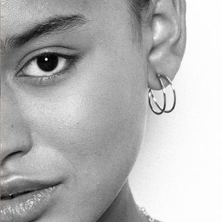 Lunar Creole Small Earrings - Silver 925 white rhodium plated