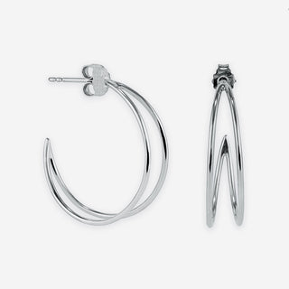 Lunar Creole Earrings - Silver 925 white rhodium plated