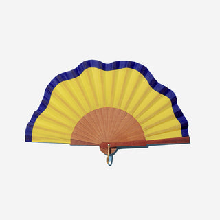 Yellow & Blue Fluid Shapes Mini Fan