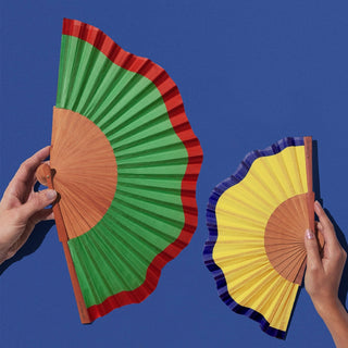 Yellow & Blue Fluid Shapes Mini Fan