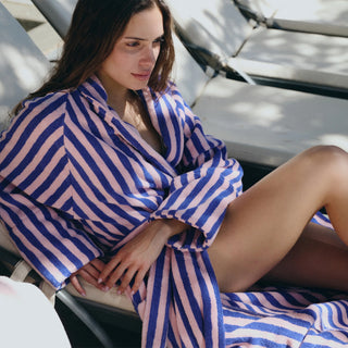 Naram Bath Robe Dazzling Blue & Rose