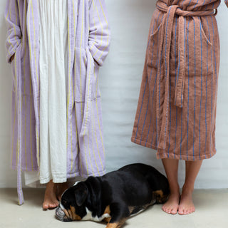 Naram Bath Robe Lilac & Neon Yellow