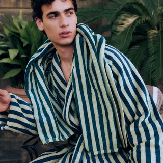 Naram Bath Robe Seafoam & Deep Teal