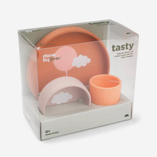 Silikon Geschirr-Set Happy Clouds Papaya