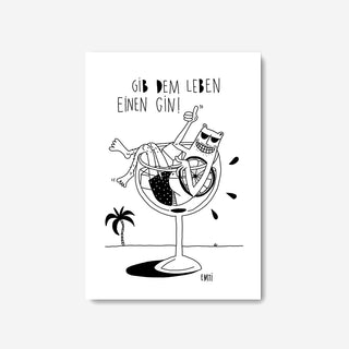 Postkarte Gib dem Leben einen Gin