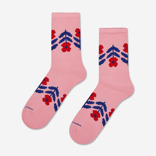 Flower Border Sneaker Socken - Rose