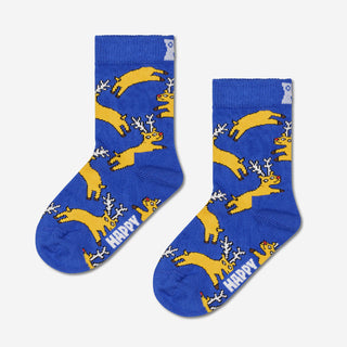Kids Reindeer Socken - Blue