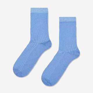 Soft Lurex Short Crew Socken - Blue