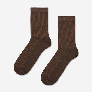 Soft Lurex Short Crew Socken - Brown
