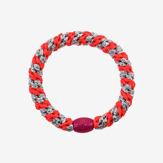 KKNEKKI Haargummi - Pink Neon Silver Glitter Stripe