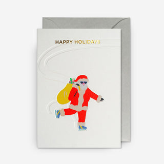 Happy Holidays Skating Santa Grußkarte