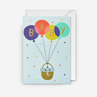 Baby Balloons Elephant Grußkarte