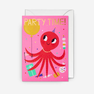 Party Time Octopus Grußkarte
