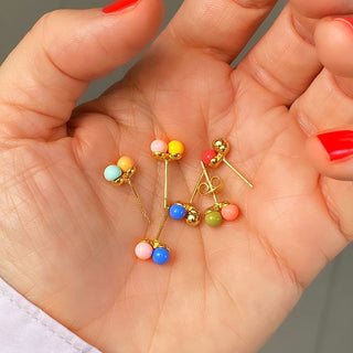 Double Color Ball Earring