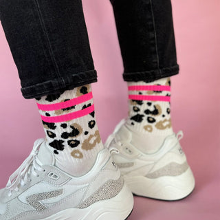 Leo Allover Neon Pink Socken