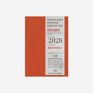 2026 Monthly Diary Passport Size TRAVELER'S Notebook