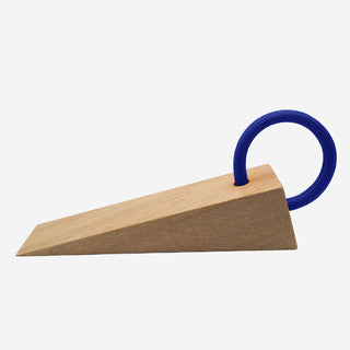 Door stop aDOORable made of oak with hanger blue