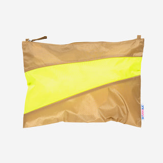 The New Pouch L Camel & Fluo Yellow