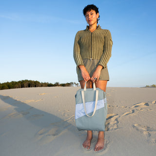 The New Tote Bag Grey & Key Blue L