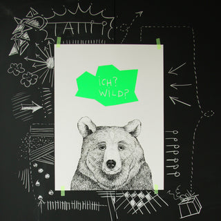 Bear - Green Screenprint Poster