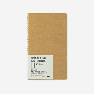 MD White Paper A5 Slim Spiral Ring Notebook