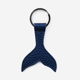 The Whale Tail Blue - Leather keychain